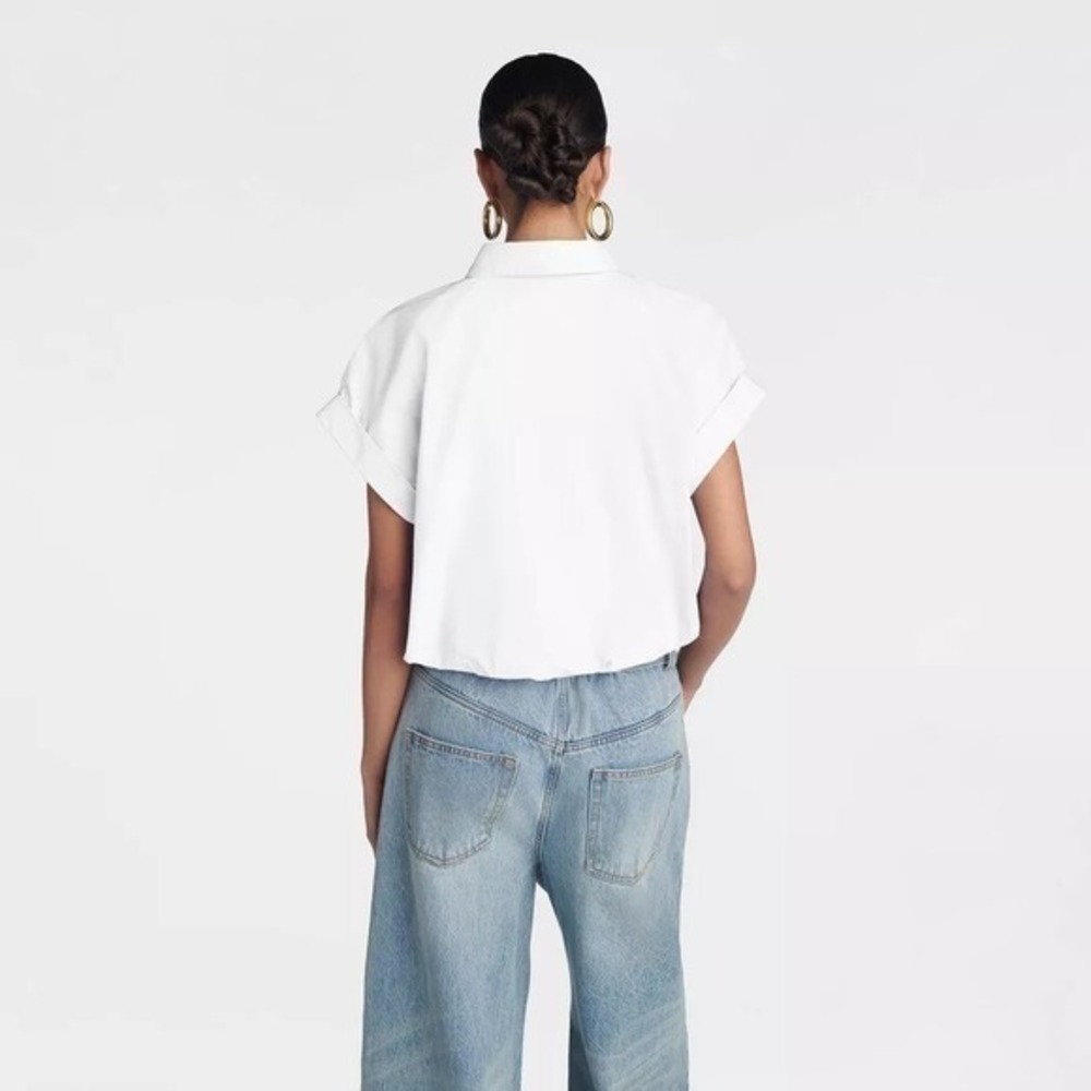 KBB by KAHLANA x Target S / Small The Cropped Bubble Shirt White Top New / NWT! - Picture 2 of 10